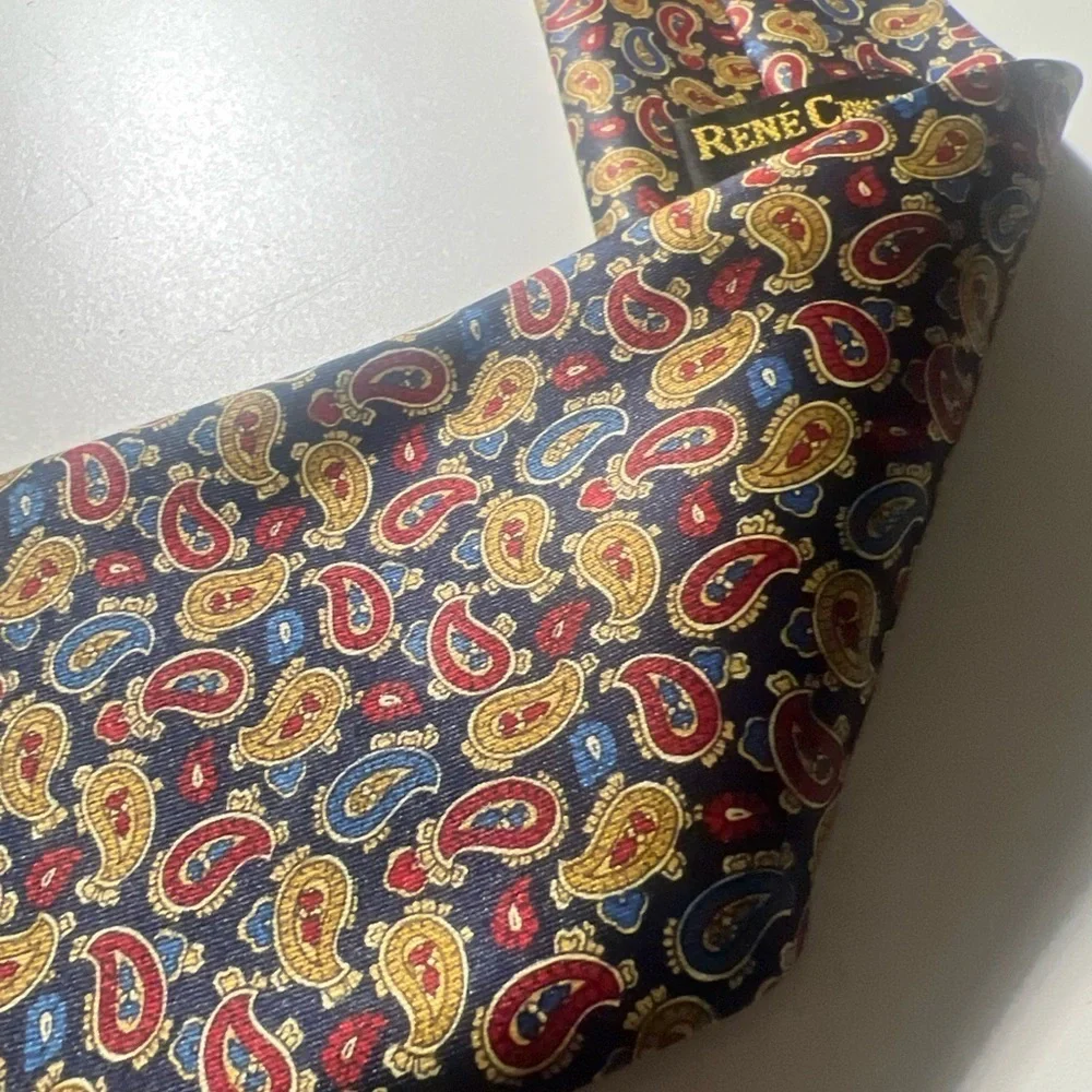 Red and Blue Paisley Silk Tie Korean silk